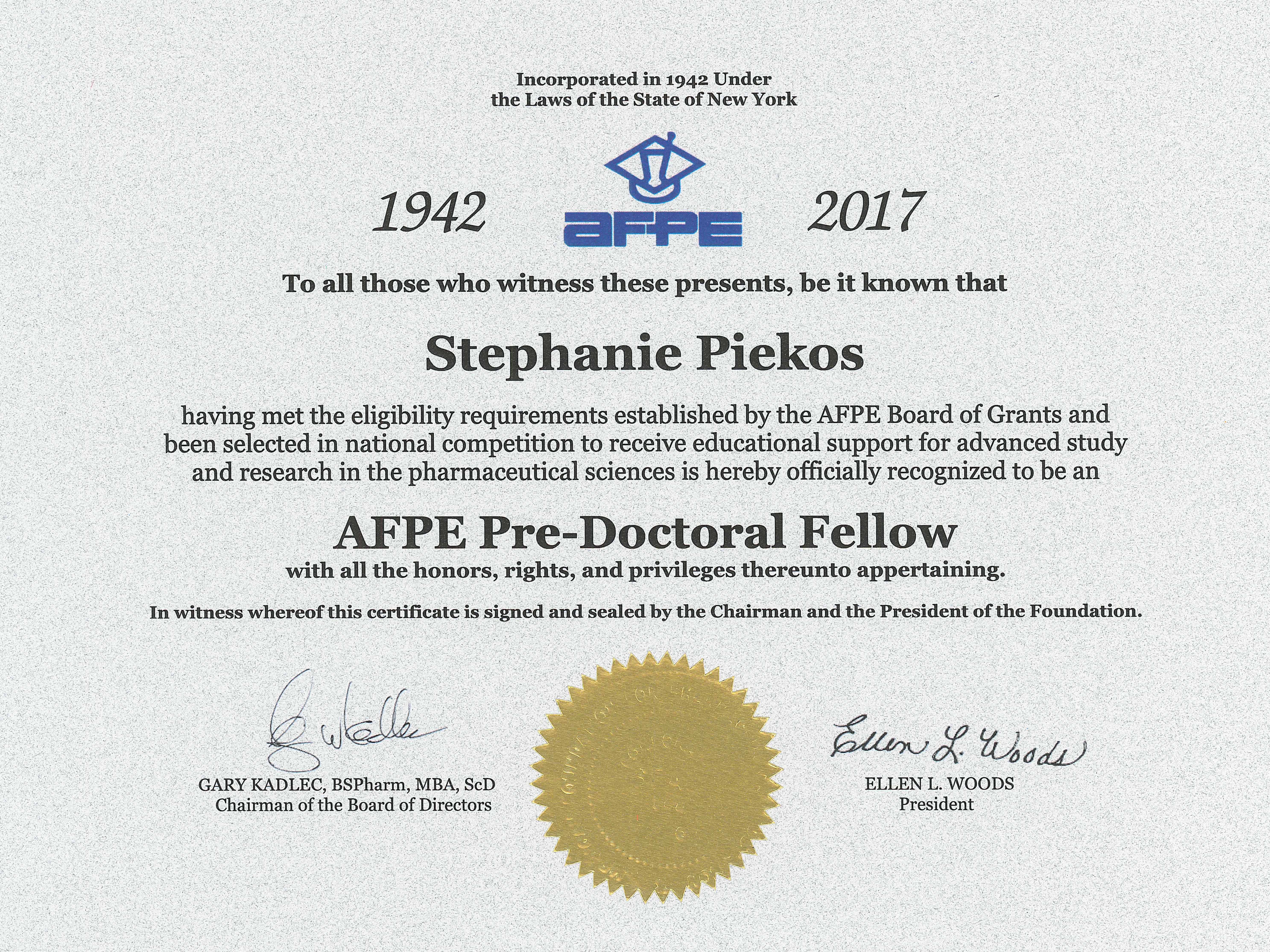 AFPE certificate
