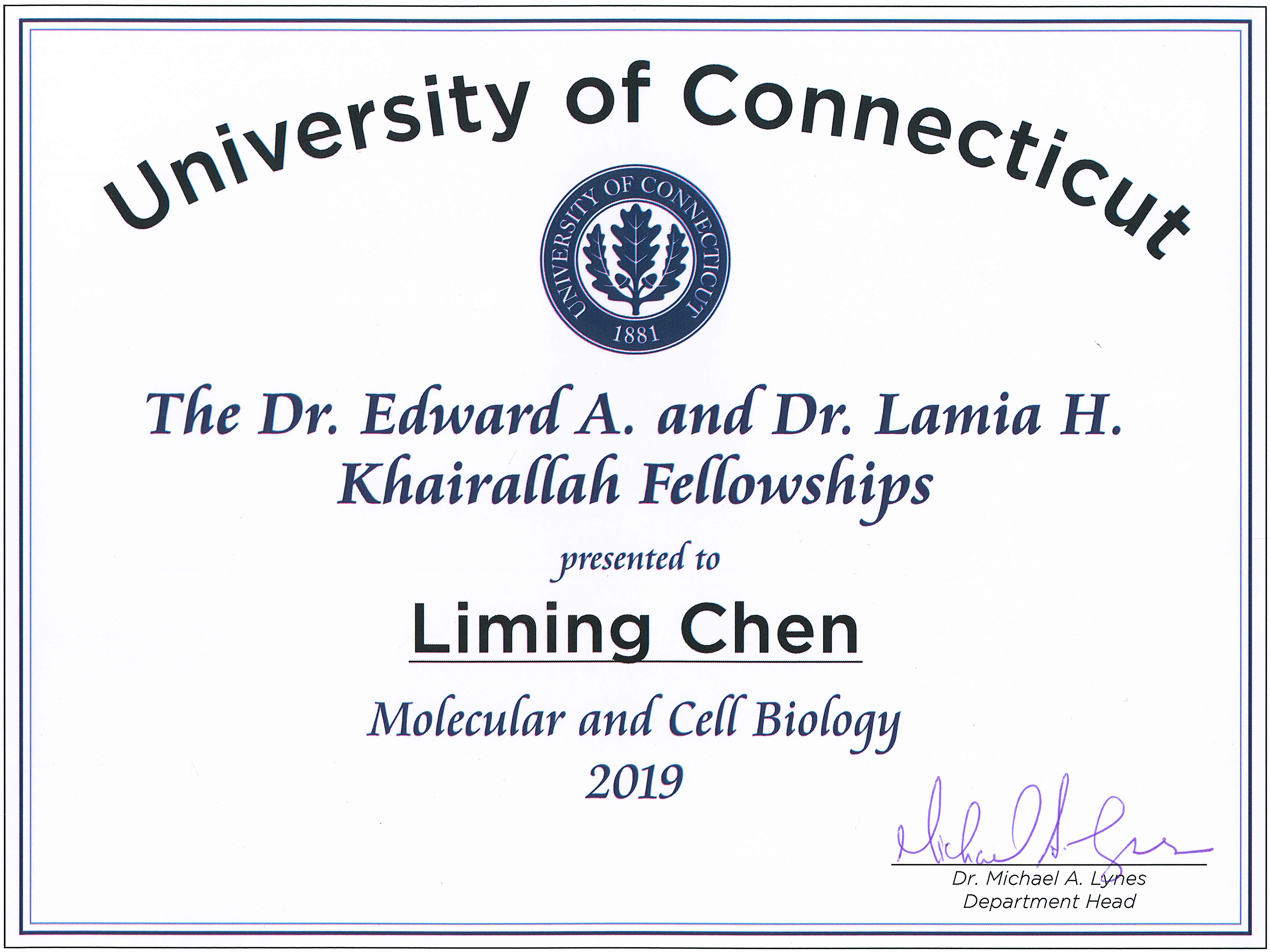 2019 Liming Chen Khairallah Fellowship